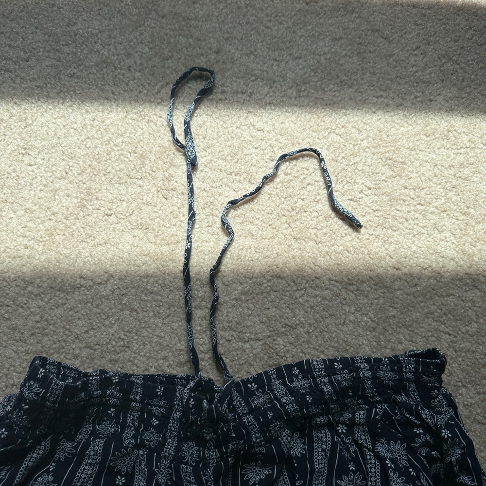 Navy Blue and White Patterned Women's Pants - Picture 5 of 10